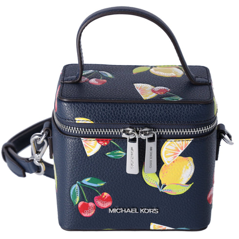 Michael Kors Sandrine Small Sequined Lemon Print Crossbody Bag Vanity Case Michael Kors Handbags