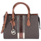 Michael Kors Sheila Medium Signature Logo and Metallic Satchel Brown Gold Michael Kors Handbags