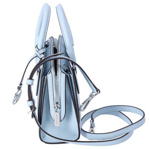 Michael Kors Sheila Small Faux Saffiano Leather Satchel Vista Blue Michael Kors Handbags