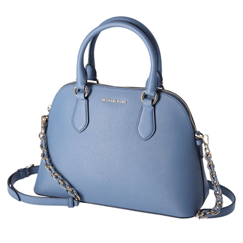 Michael Kors Veronica Medium Dome Satchel Crossbody Denim Blue Saffiano Leather Michael Kors Handbags & Purses