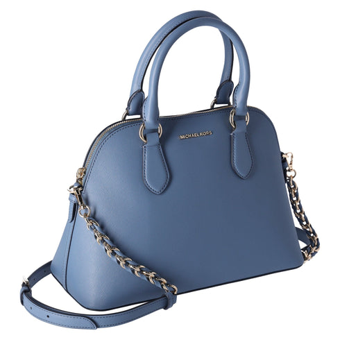 Michael Kors Veronica Medium Dome Satchel Crossbody Denim Blue Saffiano Leather Michael Kors Handbags & Purses