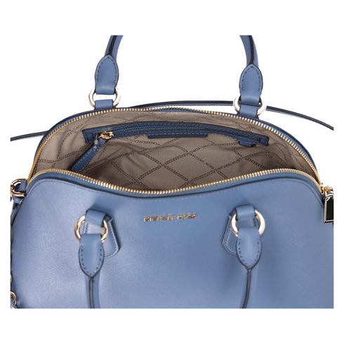Michael Kors Veronica Medium Dome Satchel Crossbody Denim Blue Saffiano Leather Michael Kors Handbags & Purses