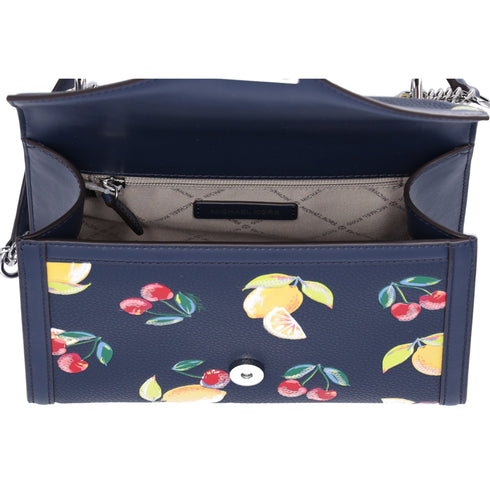 Michael Kors Whitney Medium Flap Shoulder Bag Fruit Print Navy Multi Michael Kors Handbags