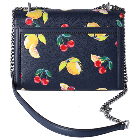 Michael Kors Whitney Medium Flap Shoulder Bag Fruit Print Navy Multi Michael Kors Handbags