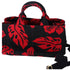 PRADA Canapa Tote Bag Black Red Canvas Leaves Print PRADA Handbags
