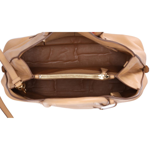 PRADA Logo Handbag BN2554 Beige Saffiano Cuir Leather PRADA Handbags