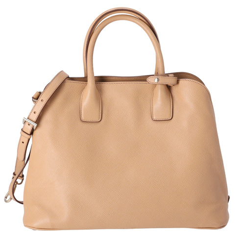 PRADA Logo Handbag BN2554 Beige Saffiano Cuir Leather PRADA Handbags