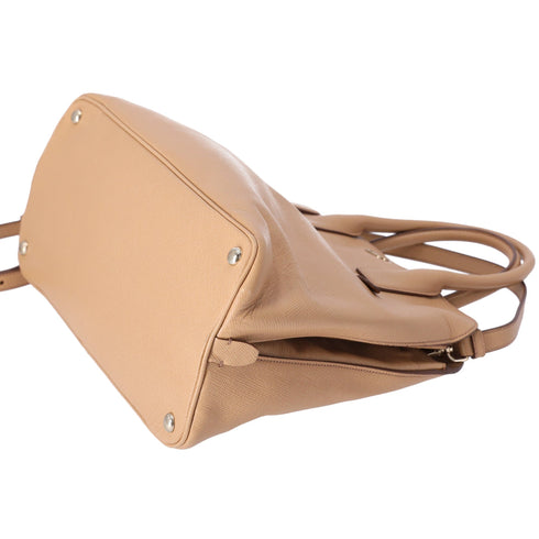 PRADA Logo Handbag BN2554 Beige Saffiano Cuir Leather PRADA Handbags