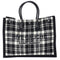 Saint Laurent Rive Gauche Tote Bag 499290 Black White Plaid Wool Leather Saint Laurent Handbags