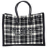 Saint Laurent Rive Gauche Tote Bag 499290 Black White Plaid Wool Leather Saint Laurent Handbags