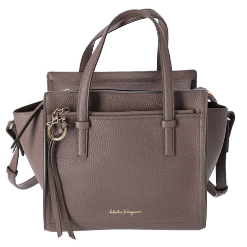 Salvatore Ferragamo Amy Handbag Gray Beige Leather Small Crossbody Salvatore Ferragamo Handbags