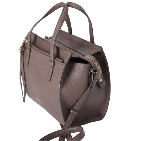 Salvatore Ferragamo Amy Handbag Gray Beige Leather Small Crossbody Salvatore Ferragamo Handbags