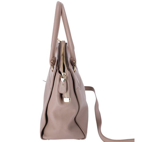 Salvatore Ferragamo Beky Triple Compartment Tote Taupe Saffiano Leather Salvatore Ferragamo Handbags