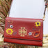 Tory Burch Britten Embellished Combo Crossbody Pebbled Leather Blood Red Floral Tory Burch Handbags & Purses