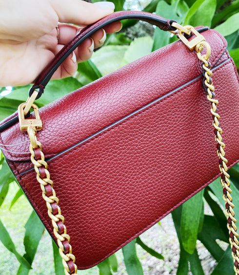 Tory Burch Britten Embellished Mini Top Handle Bag Crossbody Blood Red Floral Tory Burch Handbags & Purses