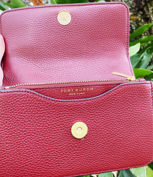 Tory Burch Britten Embellished Mini Top Handle Bag Crossbody Blood Red Floral Tory Burch Handbags & Purses