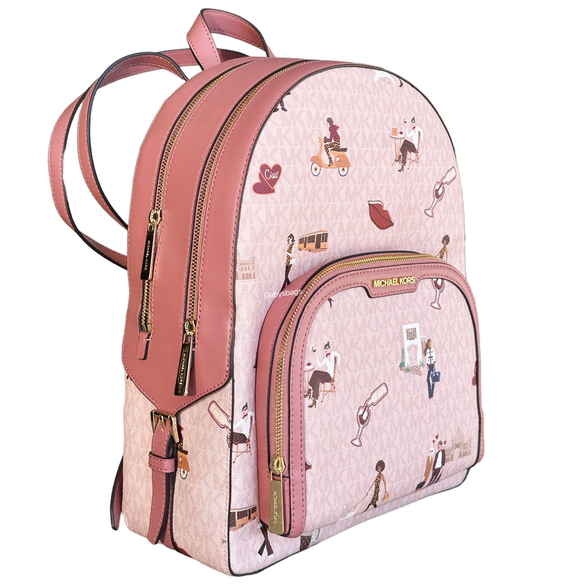 Michael Kors Jet Set Girls Jaycee Large Backpack Dark Powder Blush Pink MK