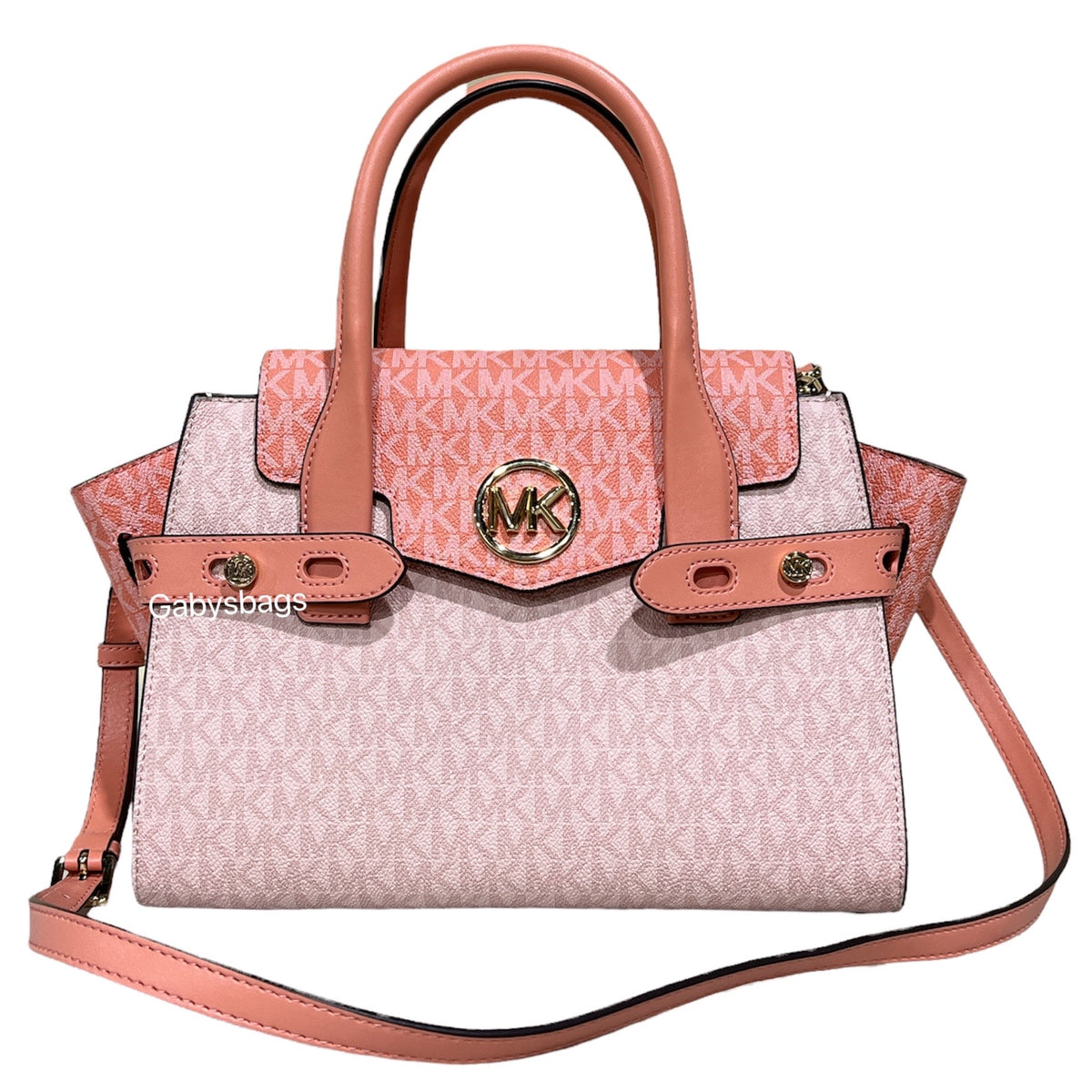 MICHAEL KORS CARMEN MEDIUM FLAP SATCHEL SHOULDER BAG MK - TEA ROSE