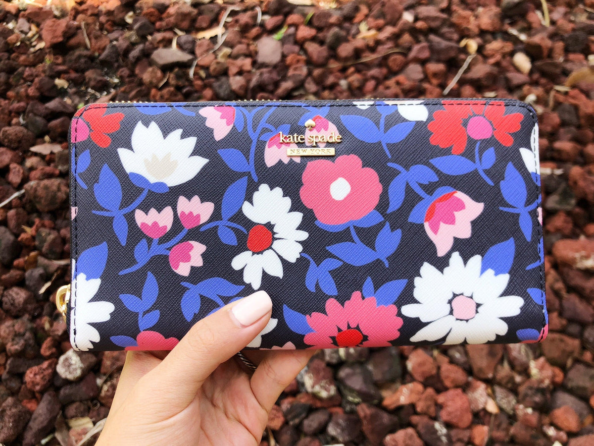 Kate Spade Road Trip Floral Printed Traveler Small Zip Card Case