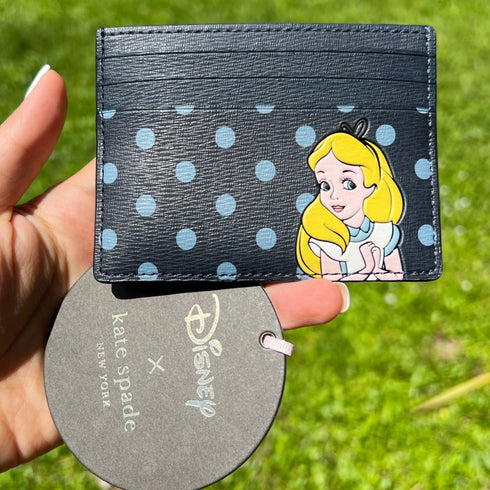 Kate Spade Disney Alice in Wonderland Small Card Case Credit Card Holder Blue kate spade Wallets