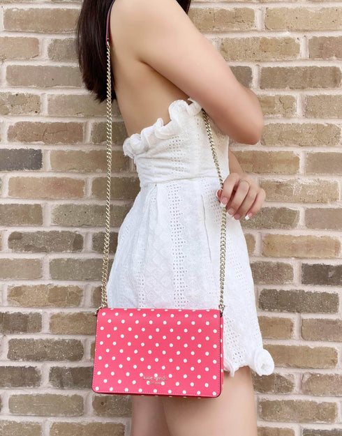 Kate Spade Spencer Dots Chain Wallet Chain Crossbody Clutch Peach Melba Multi kate spade Handbags & Purses