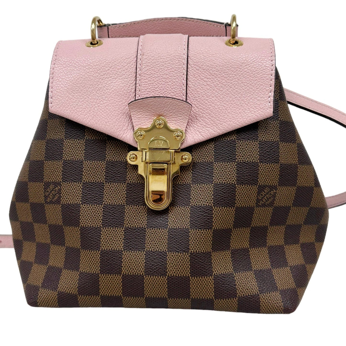 Louis Vuitton Clapton Backpack Damier Brown Canvas Leather Pink Crossbody
