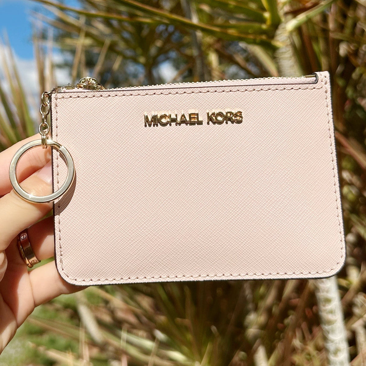 Michael Kors Jet Set Small Zip Coin Wallet Key Ring Card Holder
