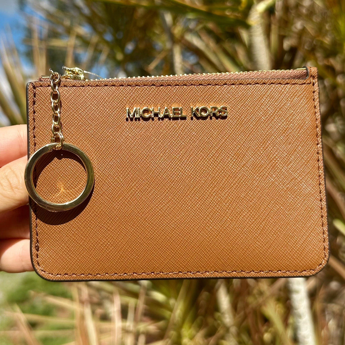 Let at ske pension bestemt Michael Kors Jet Set Travel Small Leather Top Zip Coin Pouch Key Ring  –Gaby's Bags
