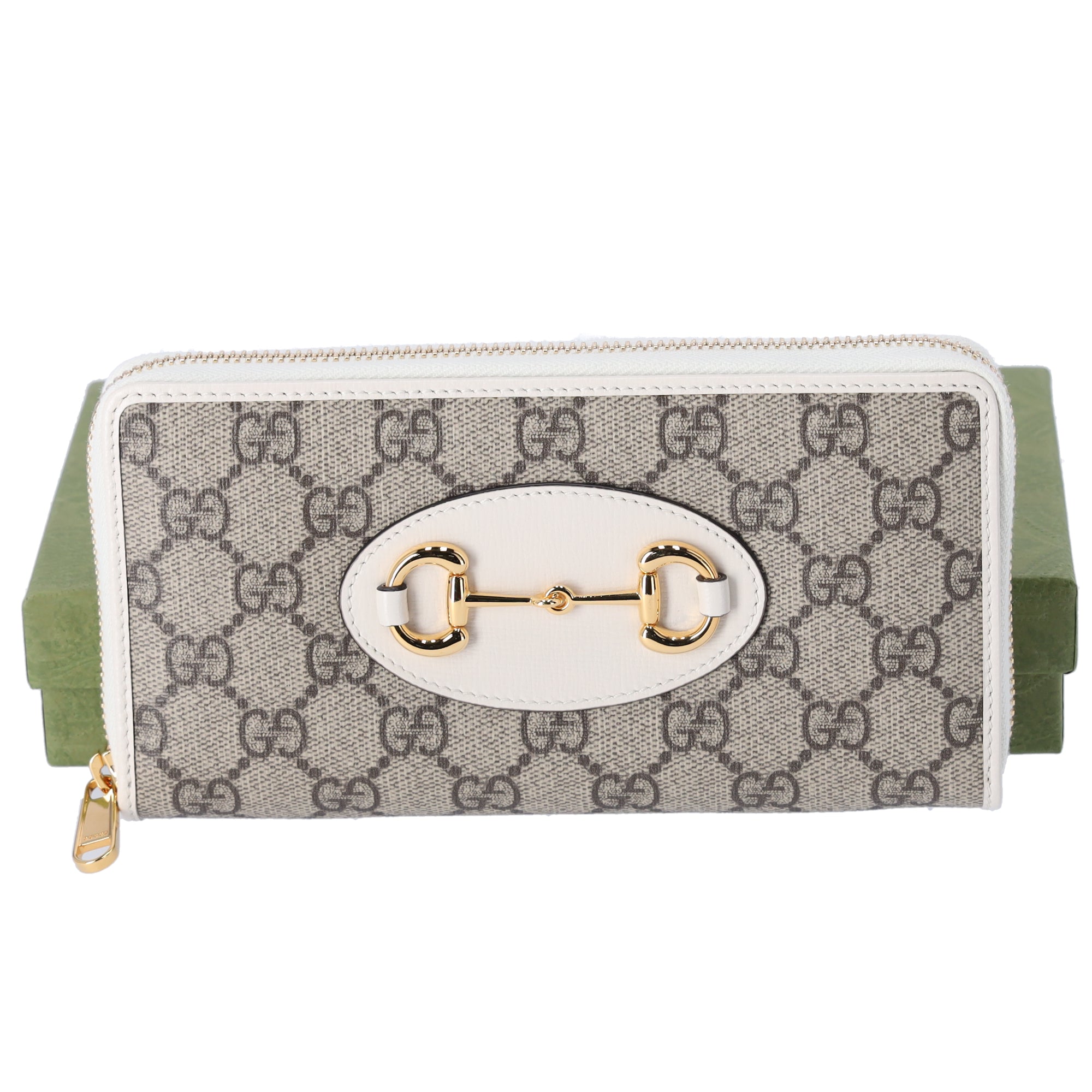 GUCCI Horsebit 1955 Long Wallet 621889 Beige White PVC – Gaby's Bags
