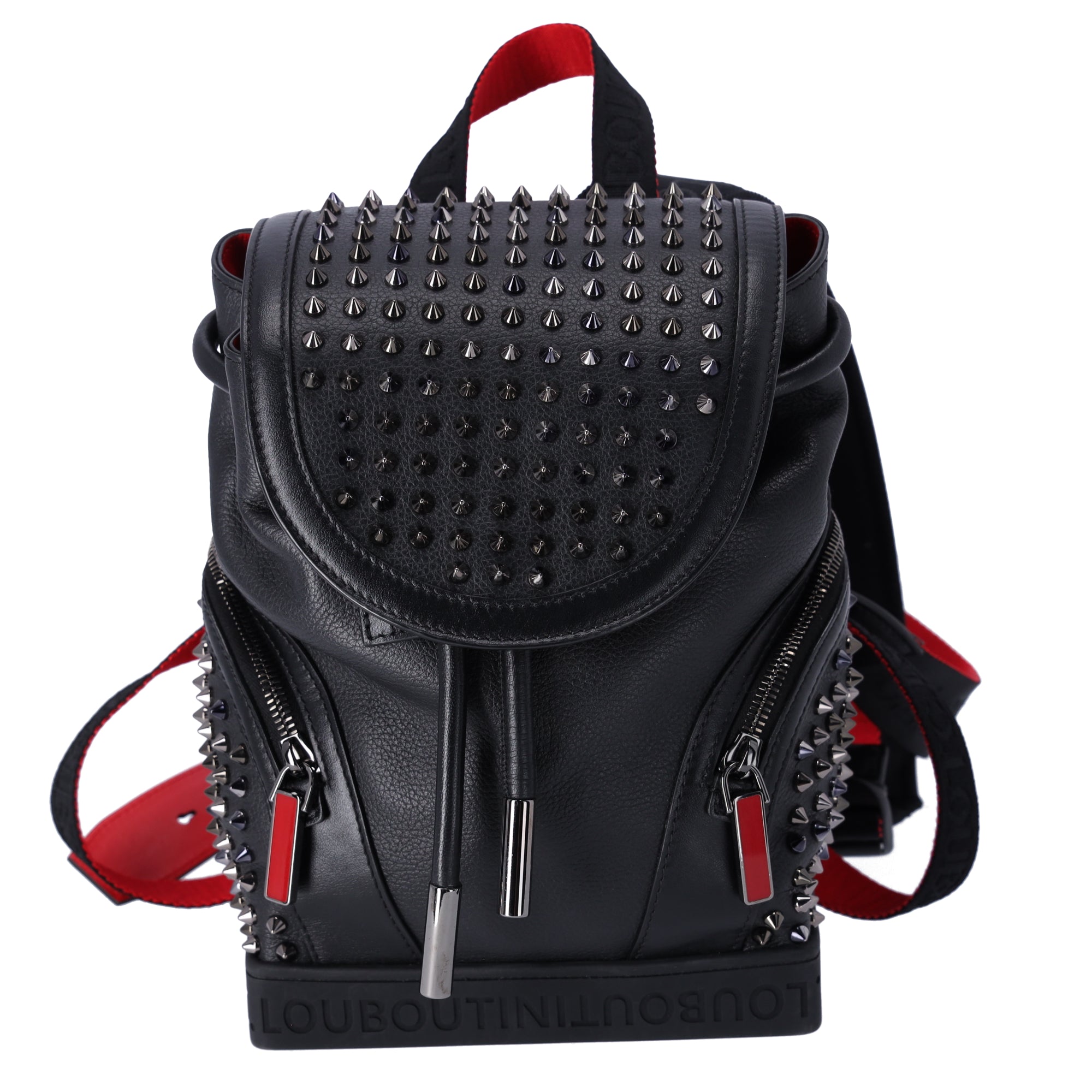 Christian Louboutin Explorer Funk Small Backpack 3215038 Black Red Calf Leather Explorafunk small - Backpack - Fabric, veau velours and  main image 3
