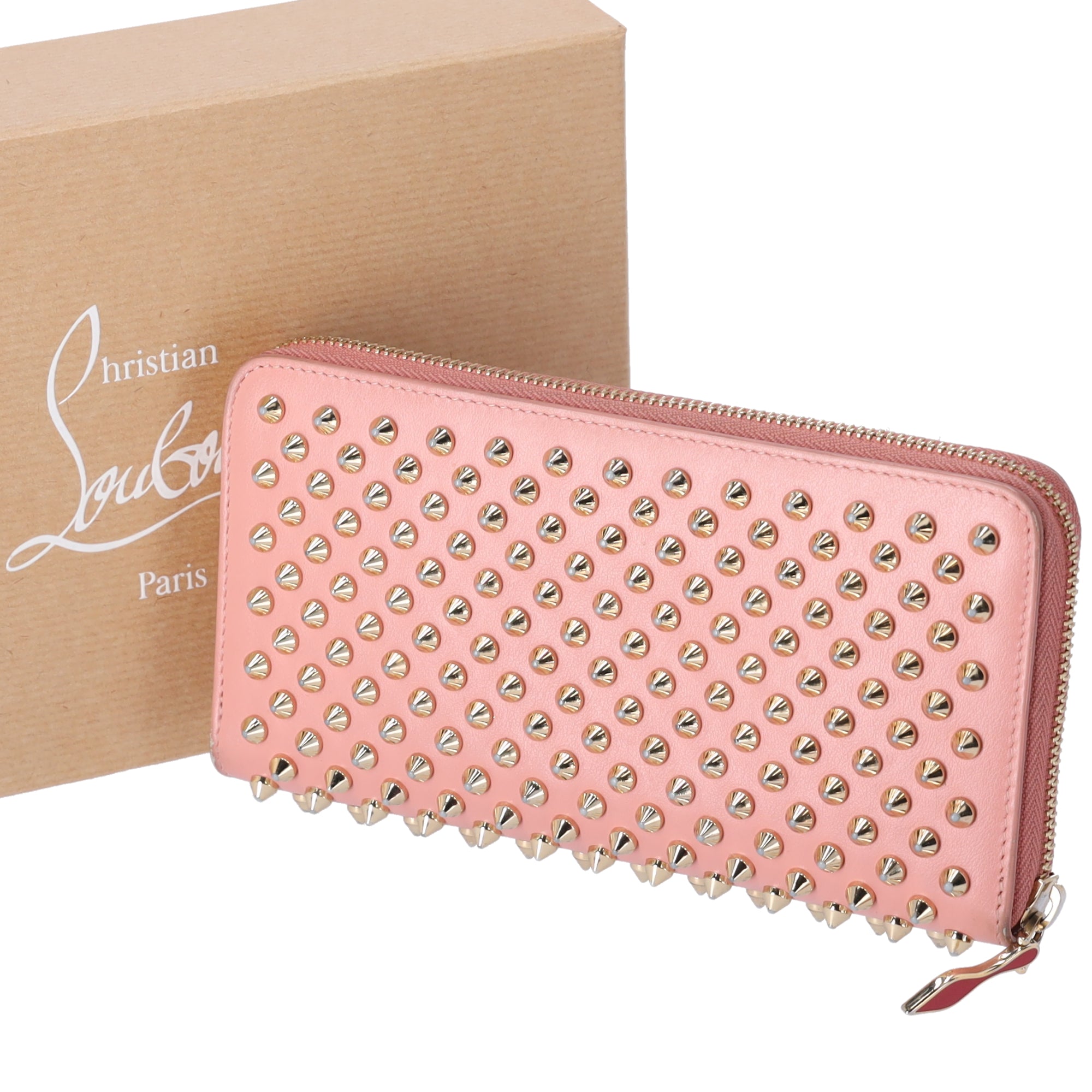 Christian Louboutin Panettone Long Wallet Light Pink Gold Christian Louboutin Panettone Long Wallet Light Pink Gold