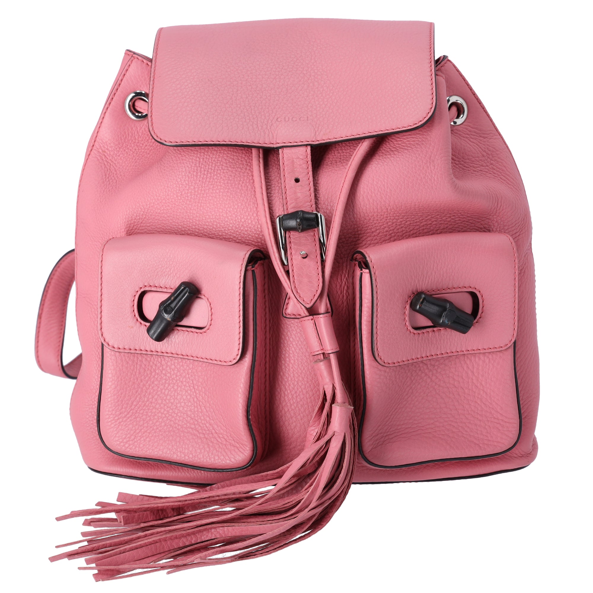 GUCCI Bamboo Backpack 370833 Pink Leather Tassel – Gaby