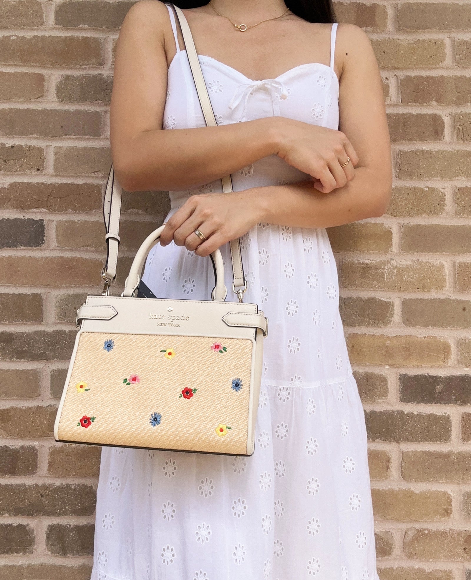 Kate spade staci straw small satchel Clearance