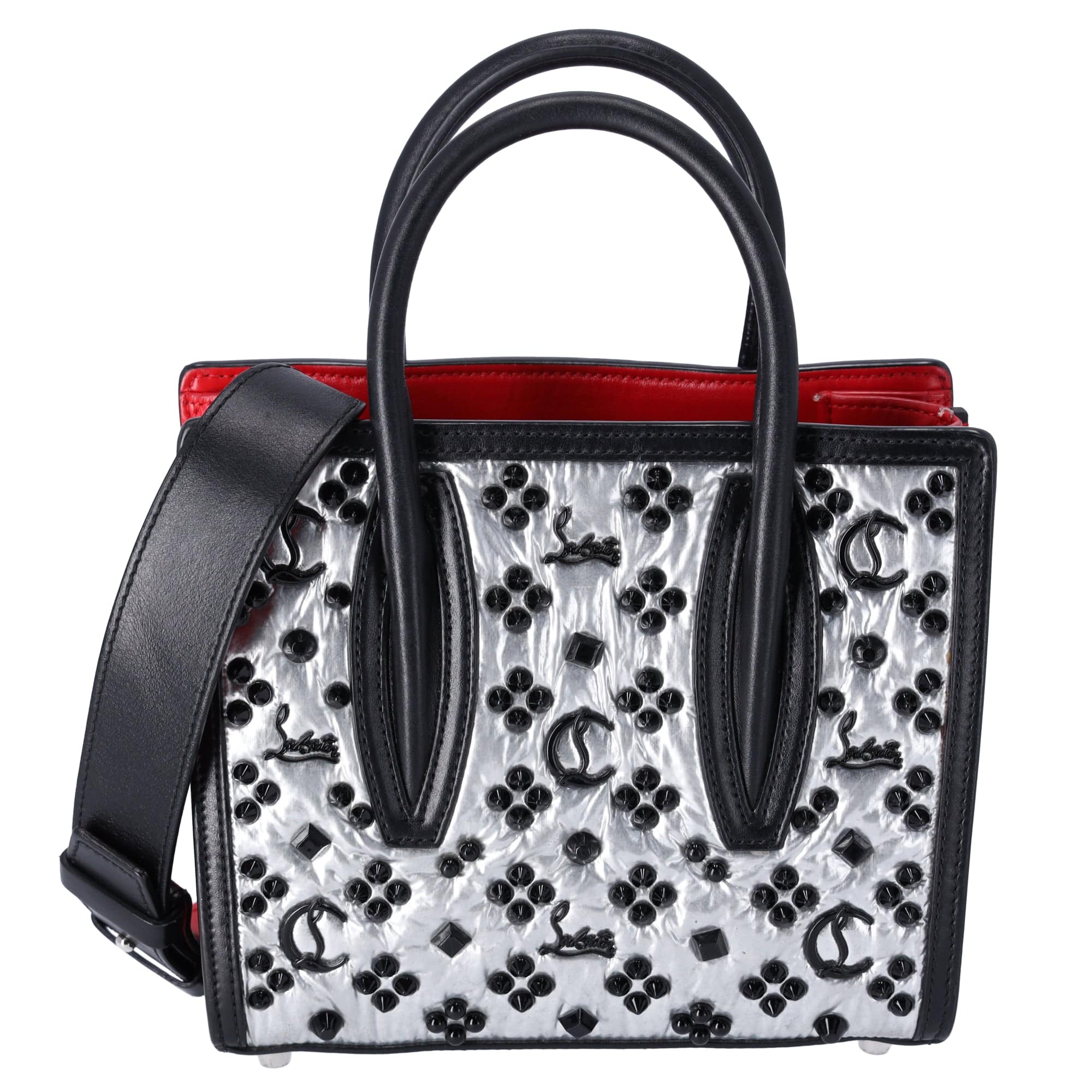 Christian Louboutin Paloma S Mini Handbag Black Silver Red Leather