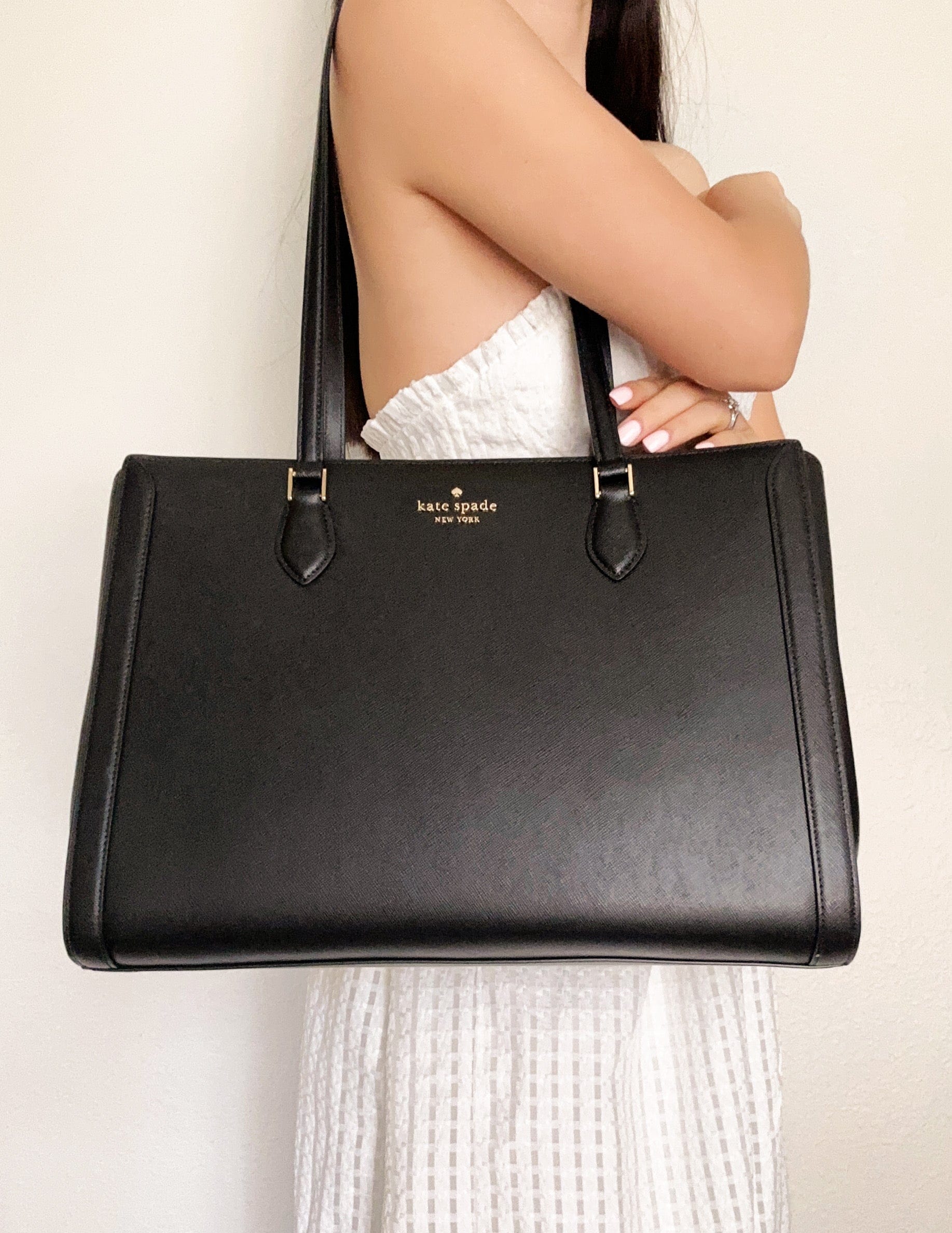 Kate Spade Marti Large Top Zip Tote Shoulder Bag Black Leather – Gaby's Bags