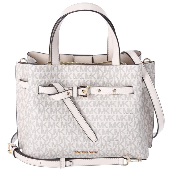 Michael Kors MK Emilia outlets LG Triple Compartment Signature Mk Satchel- Light Sage