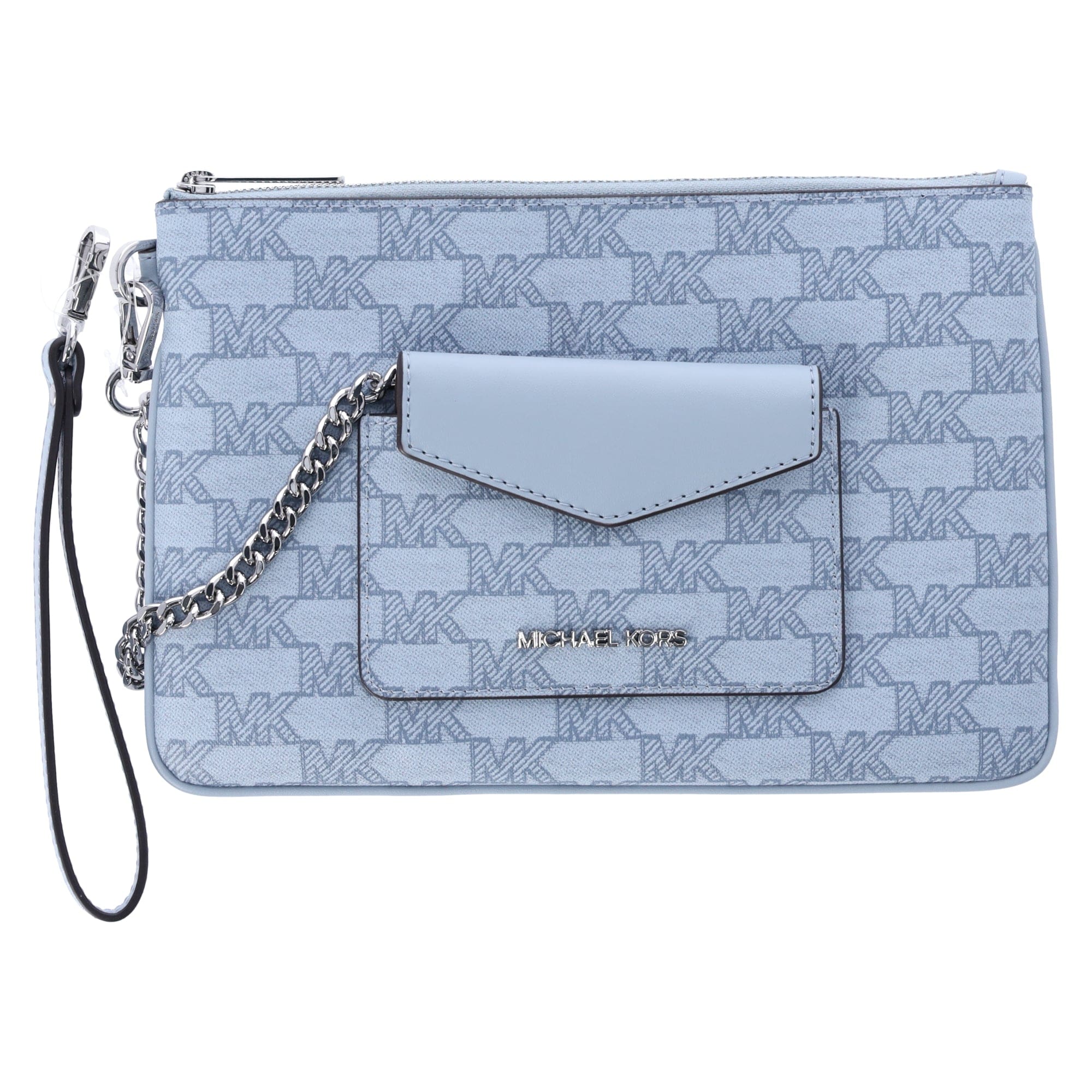 Michael Kors Large Bright Blue & White Jet Set Bag + Wristlet in Saffiano  Leather - Earth Luxury