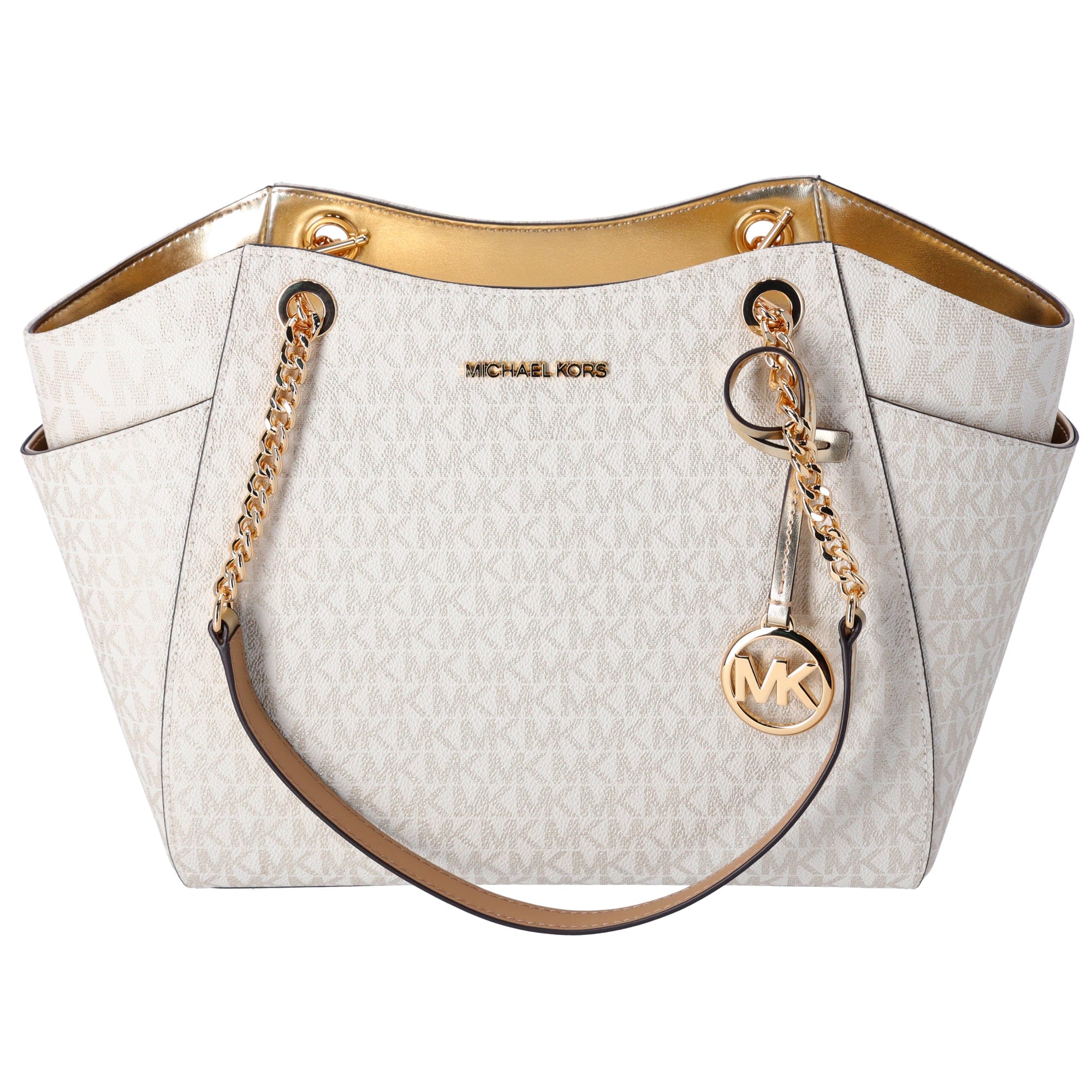 Michael Kors Jet Set Travel Large Shoulder Chain Tote Bag Mk Pale Gold