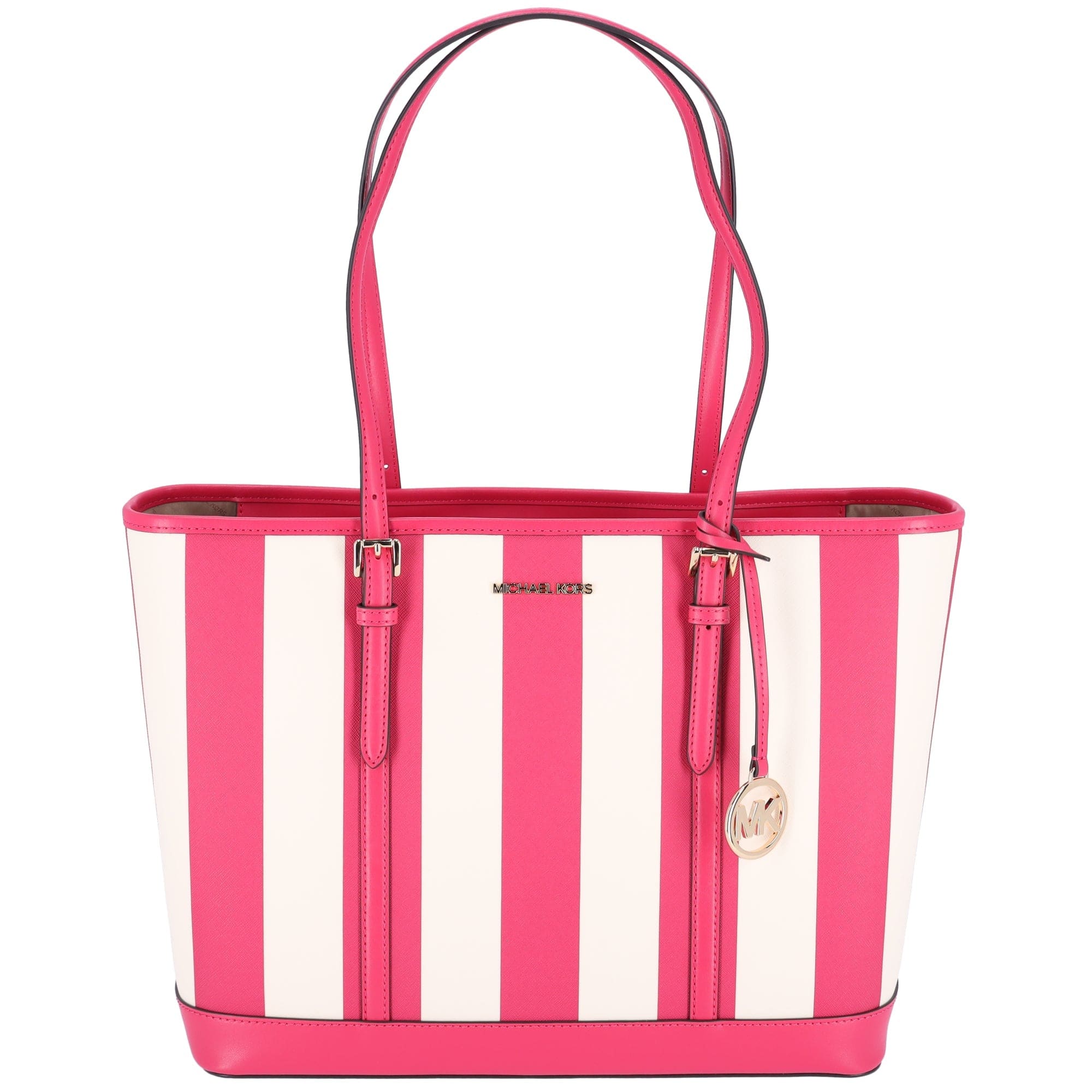 Michael Kors Center Stripe cheapest Luggage Leather Carryall Tote Bag