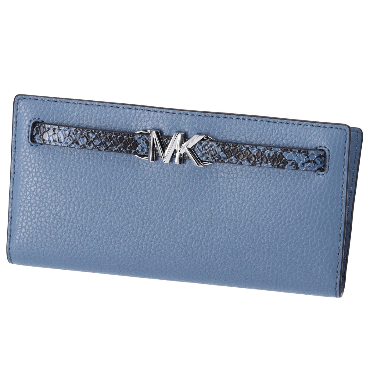 Michael Kors Reed Large Bifold Wallet Denim Blue Leather Exotic Multi ...