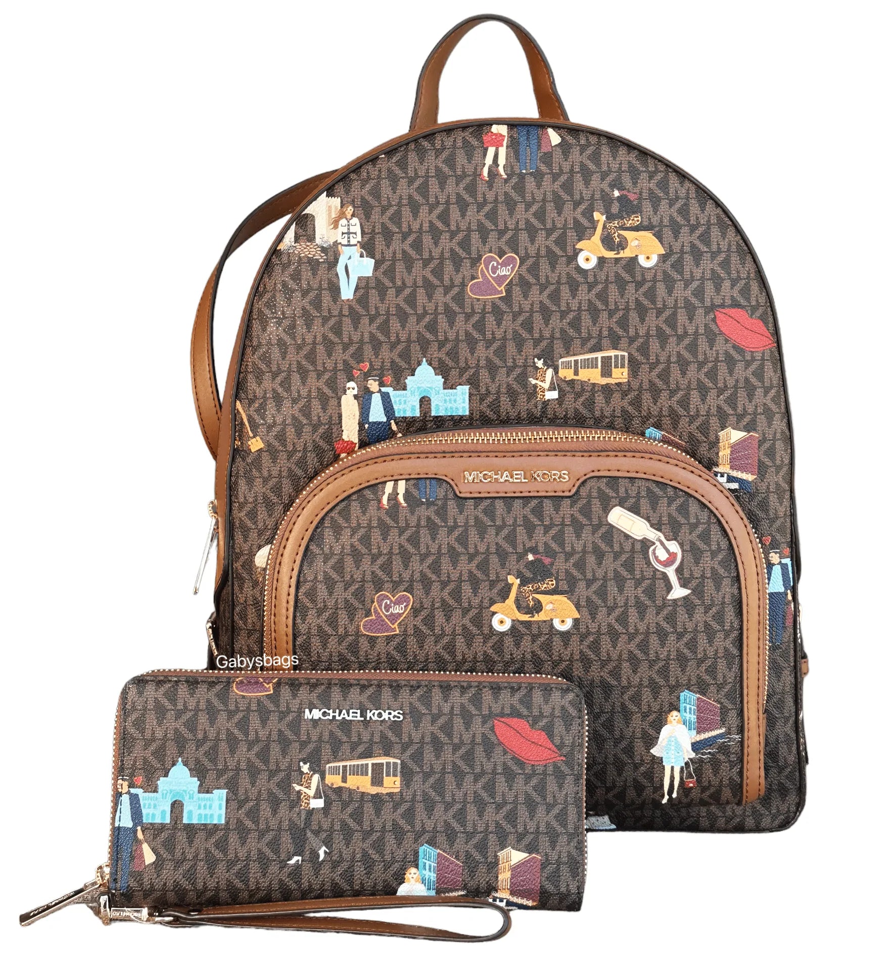 Michael Kors Cooper Signature PVC Graphic Logo Backpack Bookbag Red Bl –  Gaby's Bags
