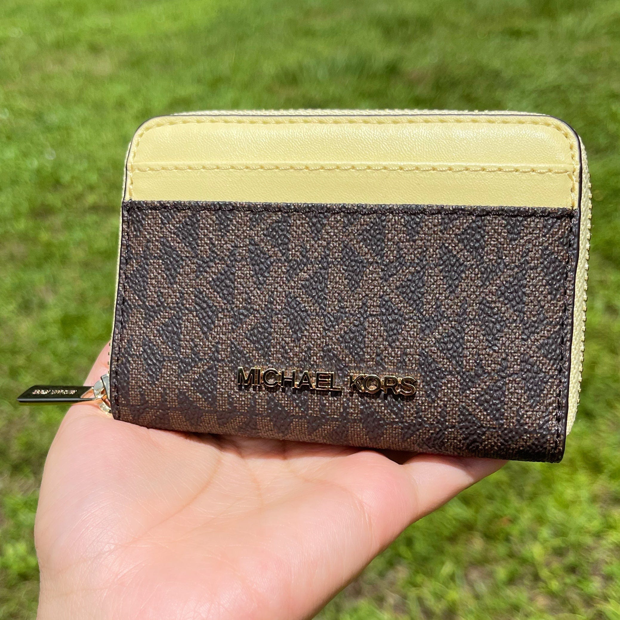 Michael Kors Bags | Michael Kors Small Wallet Card Case | Color: Brown/Yellow | Size: Os | Ibstyles's Closet