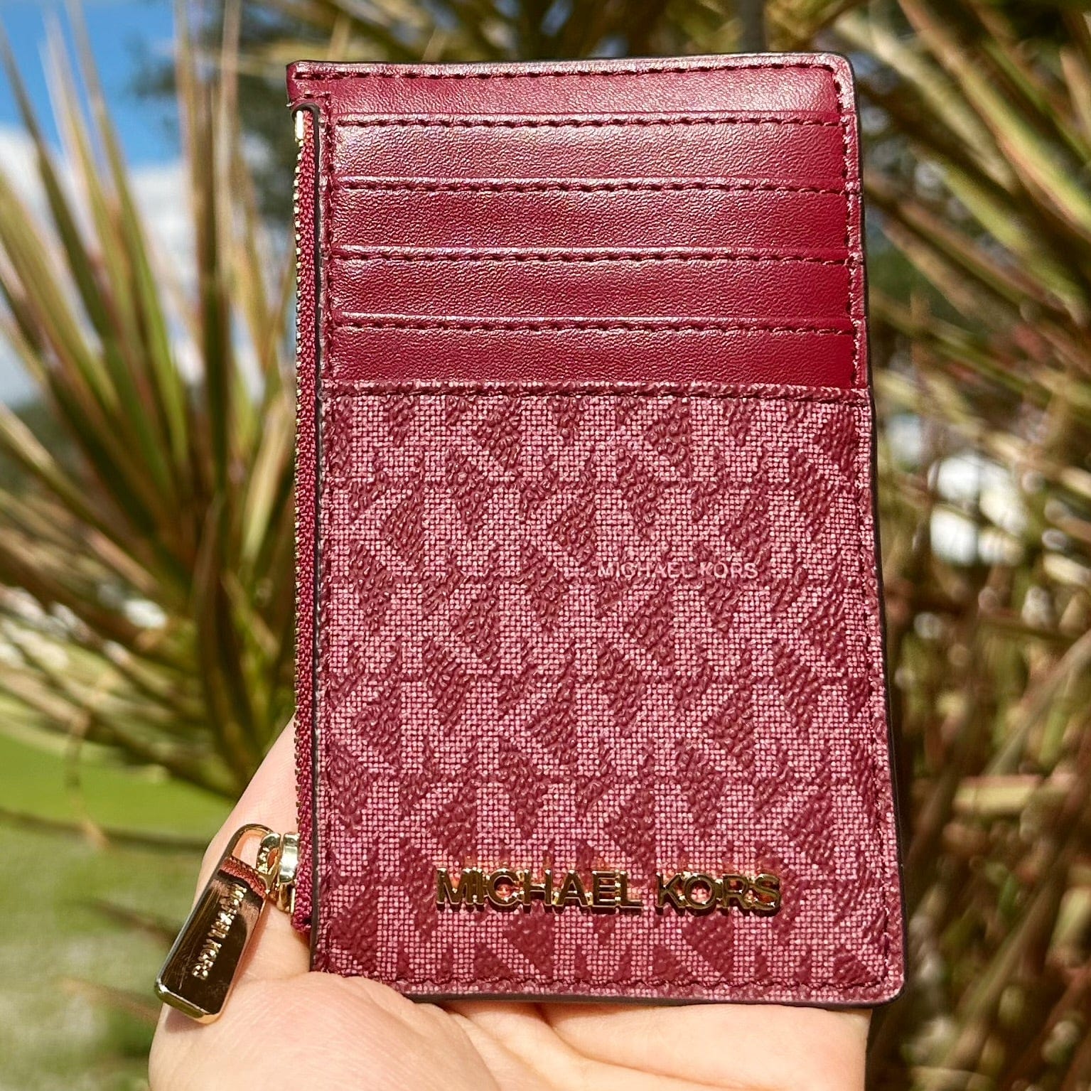 Michael Kors Jet Set Travel Medium Top Zip Card Case Wallet Coin Pouch Black